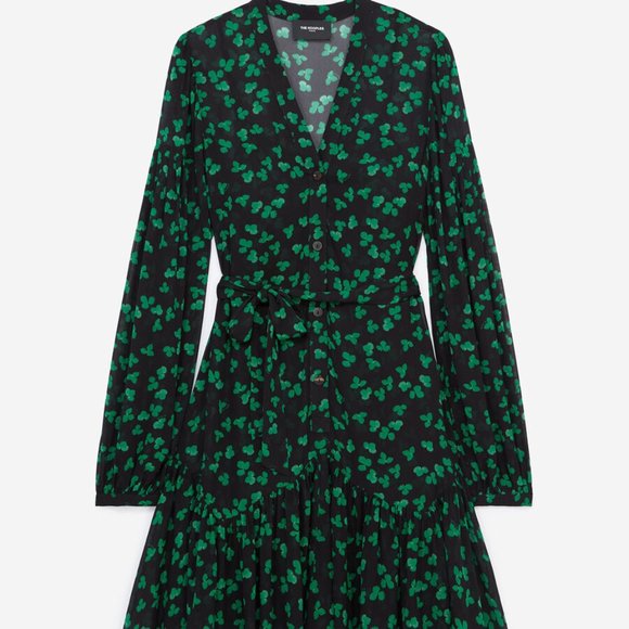 The kooples SHORT BLACK DRESS WITH GREEN PATTERN AND BELT - Picture 6 of 7